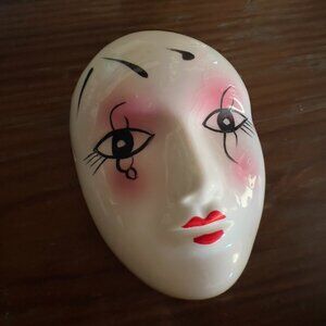 Vintage Mid Century Ceramic Masquerade Mask Wall Plaque